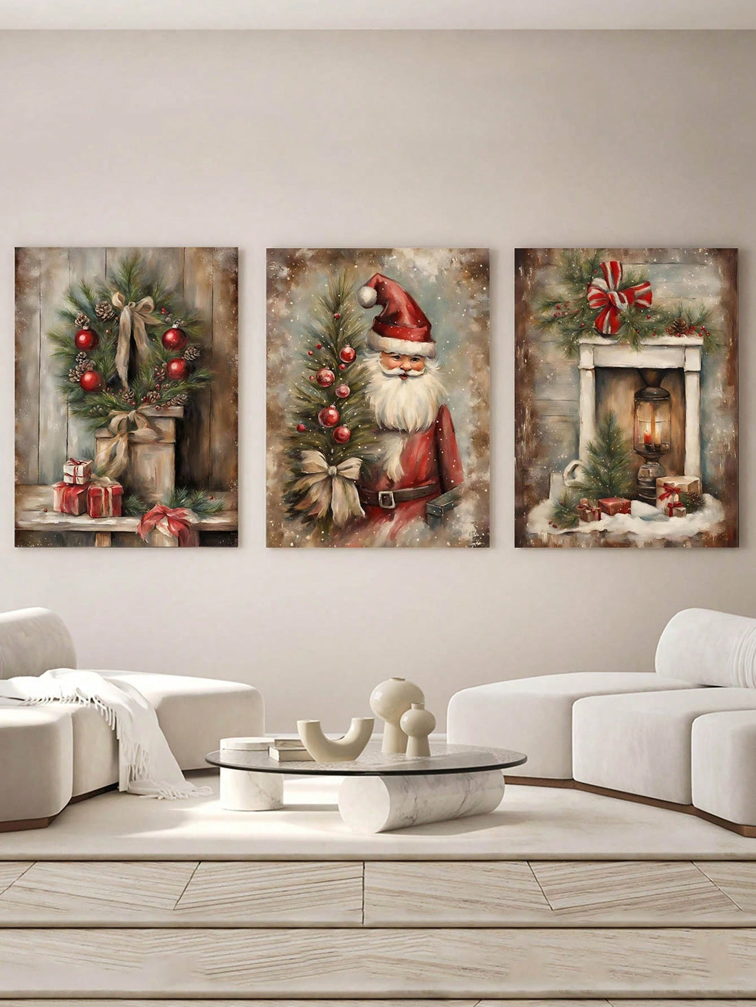 Embrace the joy of the holiday season with our Festive Santa Claus Canvas Art Set! This 3-piece wall decor showcases a cheerful Santa, perfect for adding a touch of Christmas spirit to any room. Unframed for a modern look, this set is sure to bring a joyous and festive ambiance to your home.