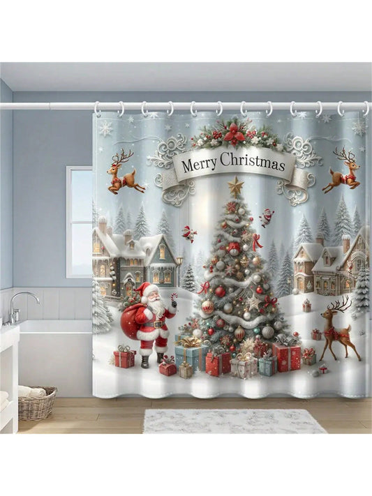 Transform your bathroom into a jolly holiday haven with our festive Santa Claus shower curtain. Made with waterproof material, this holiday decor is both functional and decorative. Look forward to a cheerful and mess-free shower experience this holiday season.