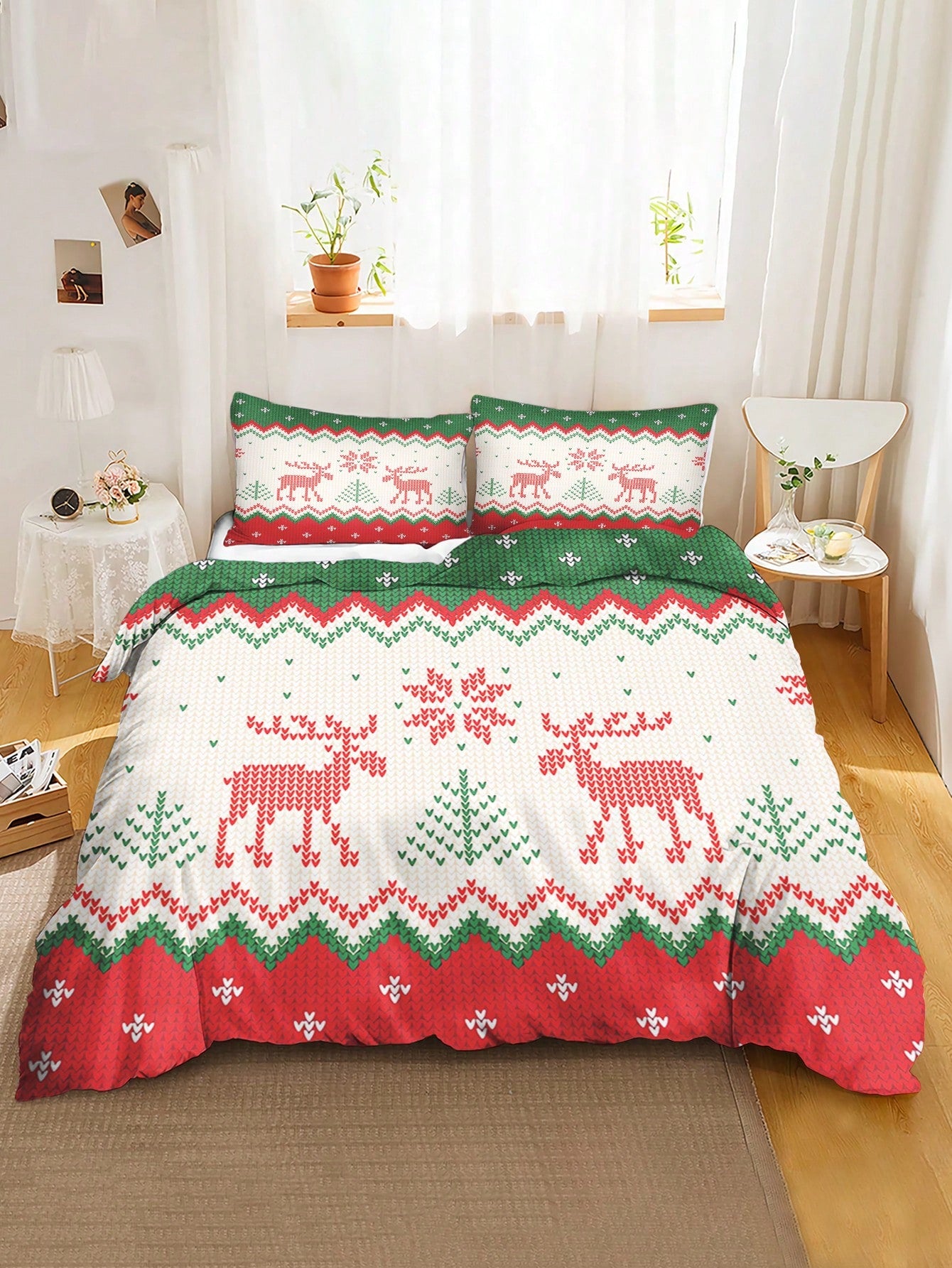 Add a touch of joy and cheer to your bedroom this holiday season with our Festive Seasonal Cheer bedding set. Featuring a whimsical Christmas-themed print, this set is perfect for creating a festive and cozy atmosphere. Made with high-quality materials, this bedding set is both comfortable and stylish.
