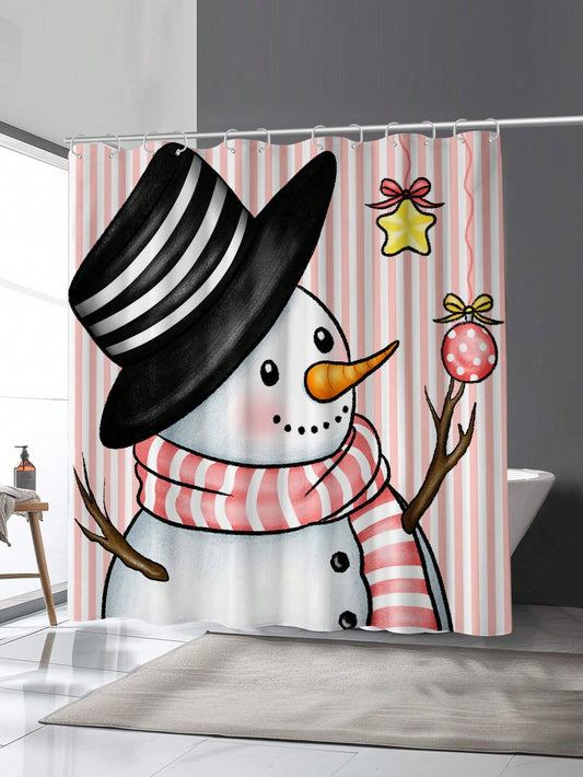 Enhance your bathroom this holiday season with our Festive Snowman Waterproof Shower Curtain. Made from durable materials, it features hooks and grommets for easy installation. Enjoy a festive touch to your bathroom while keeping it clean and dry.