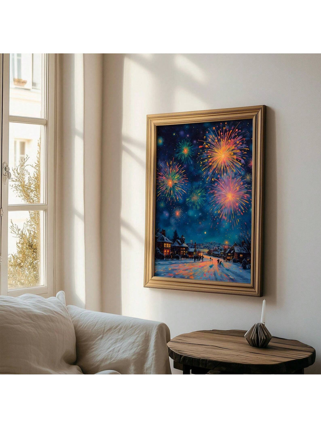 Ring in the season with this vibrant New Year's Eve fireworks canvas that transforms any space into a celebration! Bursting with colorful explosions against a winter night sky, this festive wall art captures the magic and excitement of the holidays. Perfect for living rooms, bedrooms, or dorm spaces, it adds instant cheer and personality to your décor. Whether you're counting down to midnight or simply love the festive spirit, this eye-catching piece brings joy and warmth to your walls all season long.