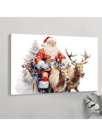 This festive canvas wall art features Santa Claus and his trusty reindeer, adding a charming touch to any room during the holiday season. With its high-quality design and delightful imagery, this piece is the perfect addition to your holiday decor. Bring the warmth and joy of the season into every room with Festive Wonderland.