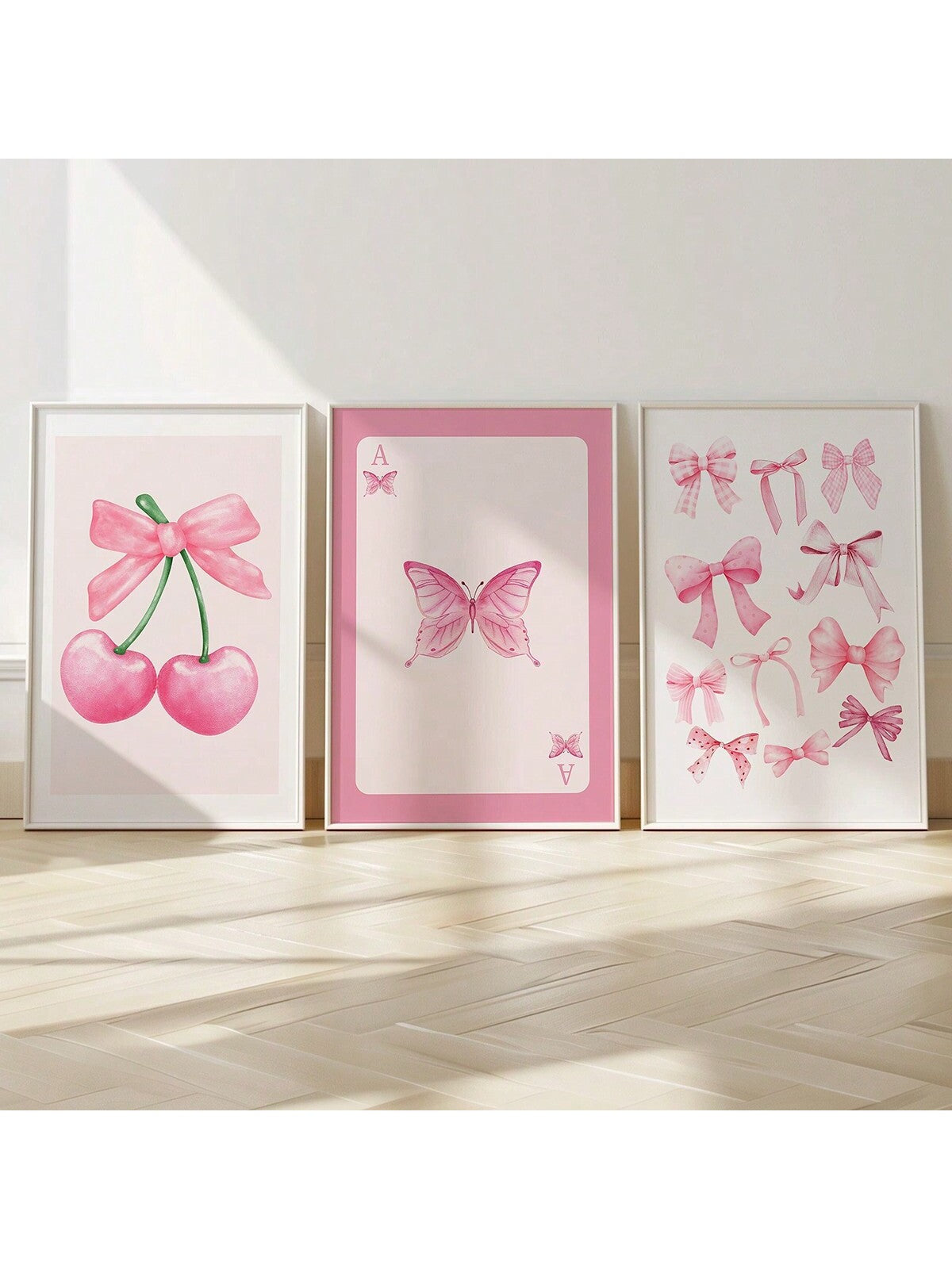 Transform your space into a chic sanctuary with this adorable 3-piece pink bow wall art set. Perfect for college dorms, bedrooms, or any room craving a feminine touch, these canvas prints feature playful bow designs that add instant personality and style. Easy to hang and instantly Instagram-worthy, this set brings that cozy, trendy aesthetic you've been dreaming of. Mix and match with your existing decor or create a coordinated gallery wall that screams sophistication with a fun twist. Because life's too s