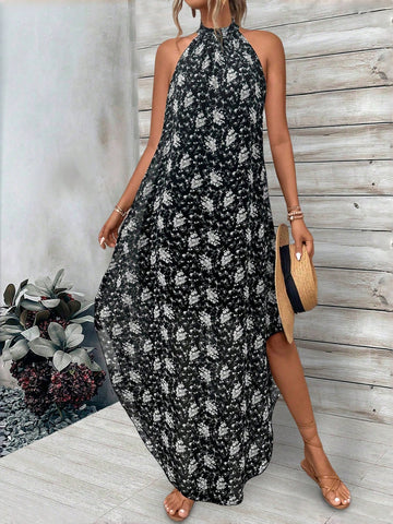 Introducing the Floral Breeze Halter Neck Dress, the perfect choice for embracing summer in style. With its vibrant floral pattern and elegant halter neck design, this dress is sure to make you stand out. Made with high-quality materials, you'll stay cool and comfortable while looking effortlessly chic. 
