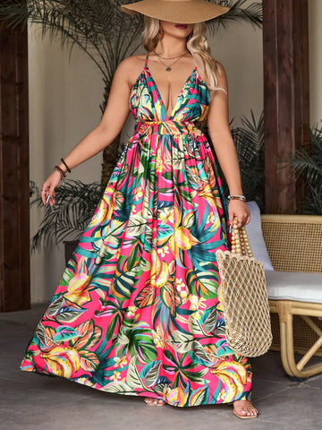 Embrace effortless style in our Floral Dreams plus size deep V-neck summer dress. With a flattering deep V-neckline and a vibrant floral print, this dress will make you stand out. Perfect for any occasion, the flowy design will keep you comfortable and stylish all day long.