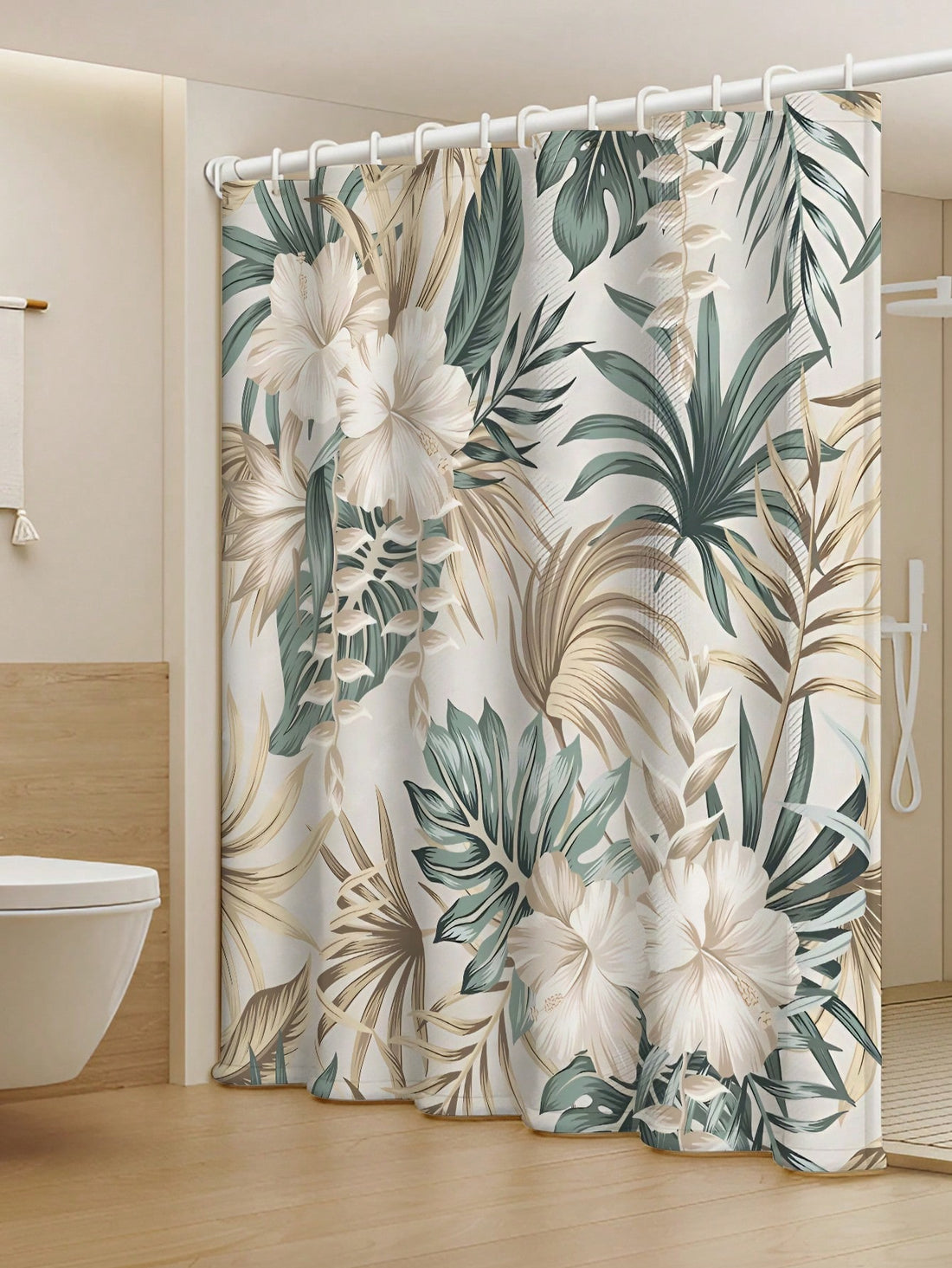 Transform your bathroom with our "Floral Fantasy" shower curtain! This waterproof polyester curtain, complete with 12 hooks, adds a stylish touch to your daily routine. Say goodbye to boring bathrooms and hello to a fun, fresh look!(Shower rod not included)