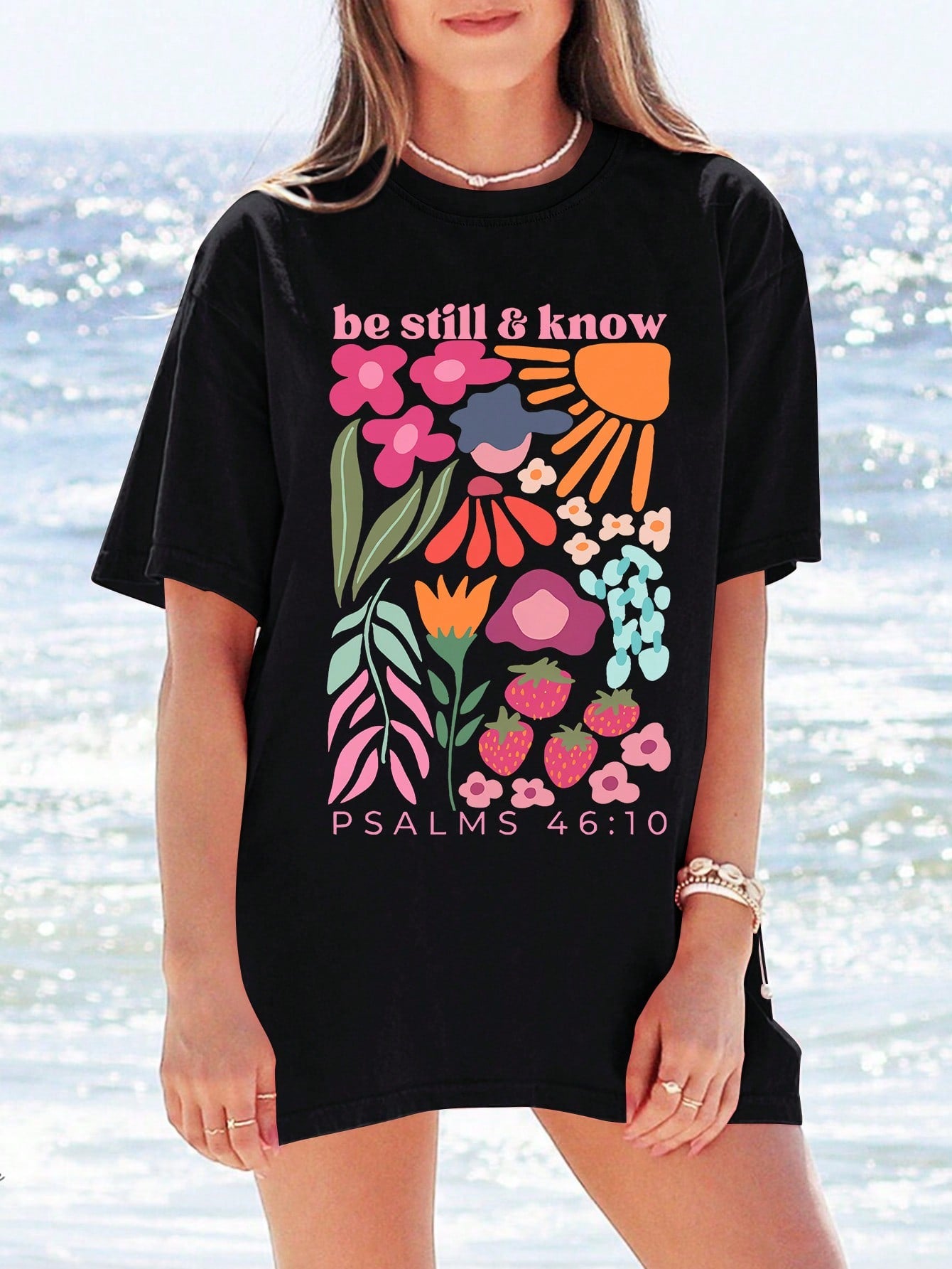 Introducing the Floral Fantasy: Women's Short Sleeve Casual T-Shirt, the perfect addition to your summer wardrobe. With its effortless style and comfortable fit, this t-shirt will keep you feeling cool and stylish all season long. Featuring a beautiful floral design, this shirt is a must-have for any fashion-forward individual.