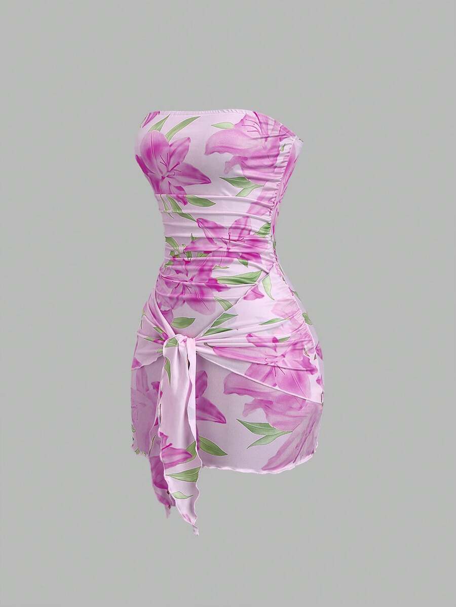 Floral Knitted Bodycon Mini Dress for Women - Sexy Wrap Style Perfect Canary Houze Floral Knitted Bodycon Mini Dress for Women - Sexy Wrap Style Perfect Canary Houze