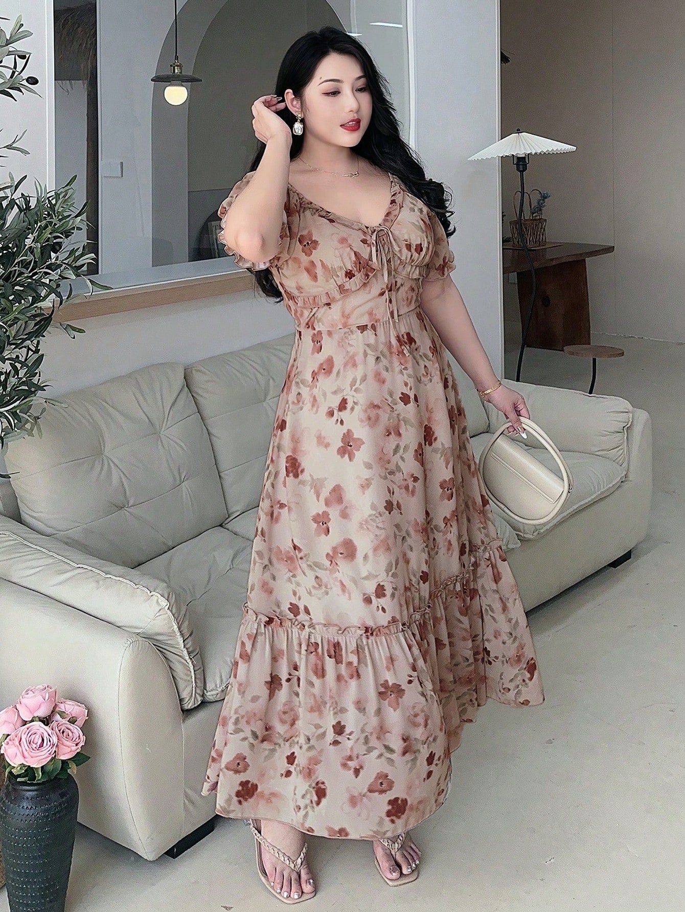 Step into sunshine with this playful Floral Off-Shoulder Plus Size Midi Dress! Featuring a flattering cinched waist and charming puff sleeves, it brings effortless spring and summer vibes. The off-shoulder design highlights your neckline, while the flowing midi length keeps you cool and comfy all day long. Perfect for garden parties, brunch dates, or any sunny adventure in style.