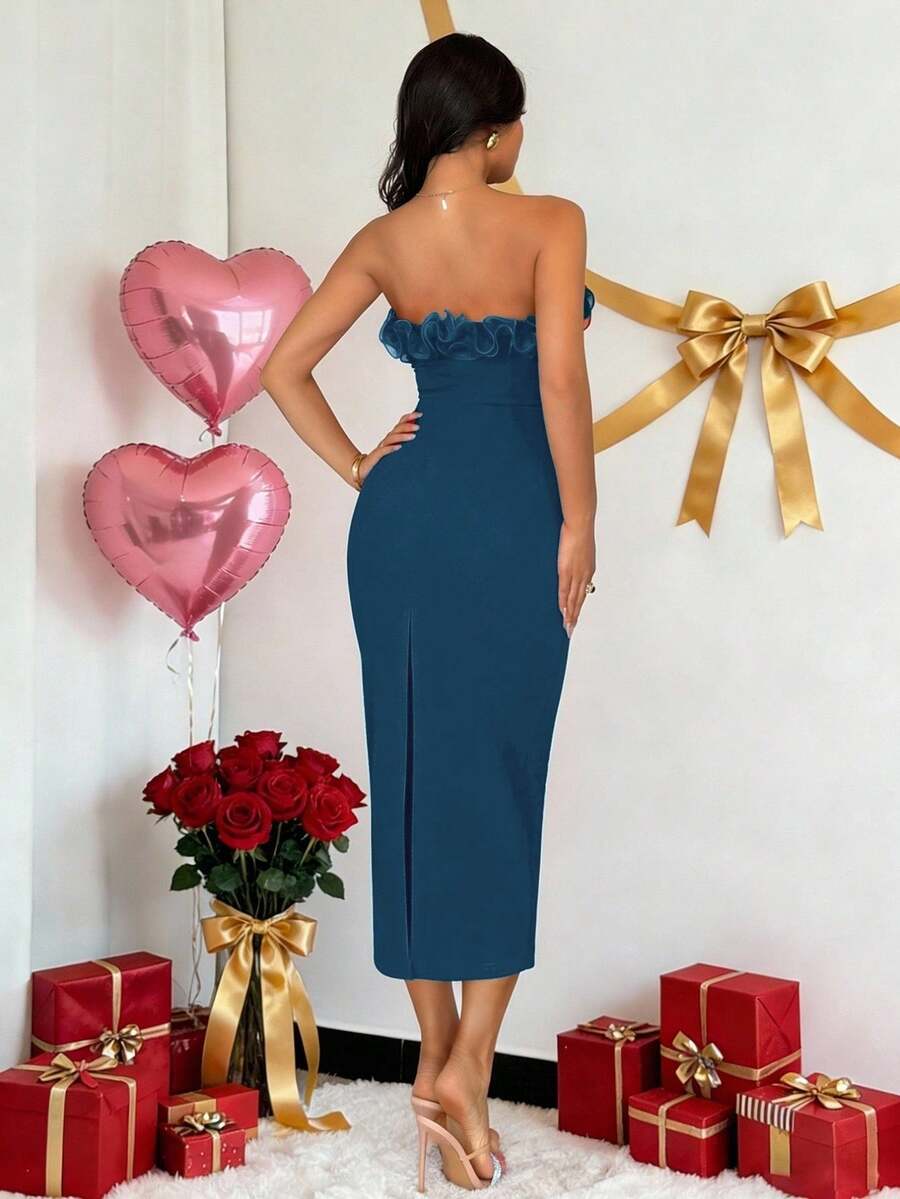 This stunning floral organza dress combines structured elegance with contemporary silhouette. The bustier bodice provides sculpted support and definition, while the ruched waist creates flattering dimension and visual interest. The bodycon fit hugs your curves gracefully, and the delicate organza fabric adds an ethereal quality perfect for elevated occasions. Whether you're attending a special event or making a statement at a night out, this dress delivers sophisticated style with modern edge. The floral pr