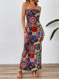Experience a tropical paradise in our Floral Paradise: Vacation Women's Bandeau Maxi Bodycon Dress. Featuring a stunning floral print and a bodycon fit, this dress is perfect for any vacation or summer getaway. Made with high-quality materials, it offers both style and comfort for a truly unforgettable experience.