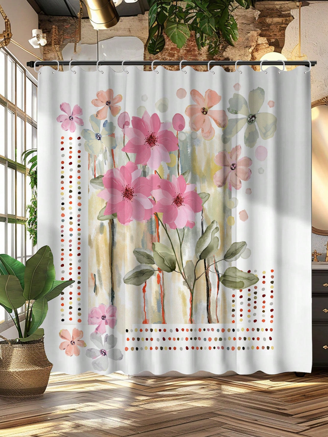 This durable Floral Pattern Waterproof Shower Curtain Set is the perfect addition to any bathroom. With its durable design and included hooks, it provides both style and functionality. The beautiful floral pattern adds a touch of elegance while also keeping your bathroom dry and clean. 