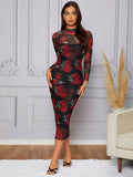 Unleash your inner elegance with our Floral Print Mesh Bodycon Dress! Perfect for any occasion, this chic and lined dress combines a playful floral print with a body-hugging fit. Elevate your style and embrace the fun-loving vibes of this dress today!