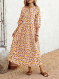 Shop a floral pleated beige maxi dress for women, perfect for summer parties, vacations, beach getaways, brunch, and warm-weather events.