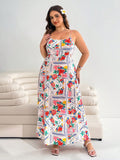 Step into spring and summer with this playful plus size sleeveless dress, featuring a vibrant floral print that brightens any day. The adjustable waist lets you customize your fit for comfort and style, while the hidden zipper ensures a smooth silhouette. Perfect for sunny outings or casual gatherings, this dress combines ease and elegance effortlessly.