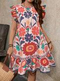 Embrace sunny days in this playful plus size summer dress, featuring a vibrant floral print and charming ruffle sleeves. Designed for effortless vacation style, it offers a breezy fit that keeps you comfortable while turning heads. Perfect for beach strolls or casual brunches, this dress adds a fun, flirty touch to your warm-weather wardrobe.