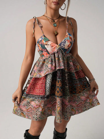 Twirl into vacation mode with this flirty floral mini dress! The playful ruffle hem adds a bounce to your step, while the sleeveless design keeps you cool during sunny adventures. Perfect for beach strolls, dinner dates, or impromptu photo ops – just slip it on and let the compliments roll in. No fuss, all fun!