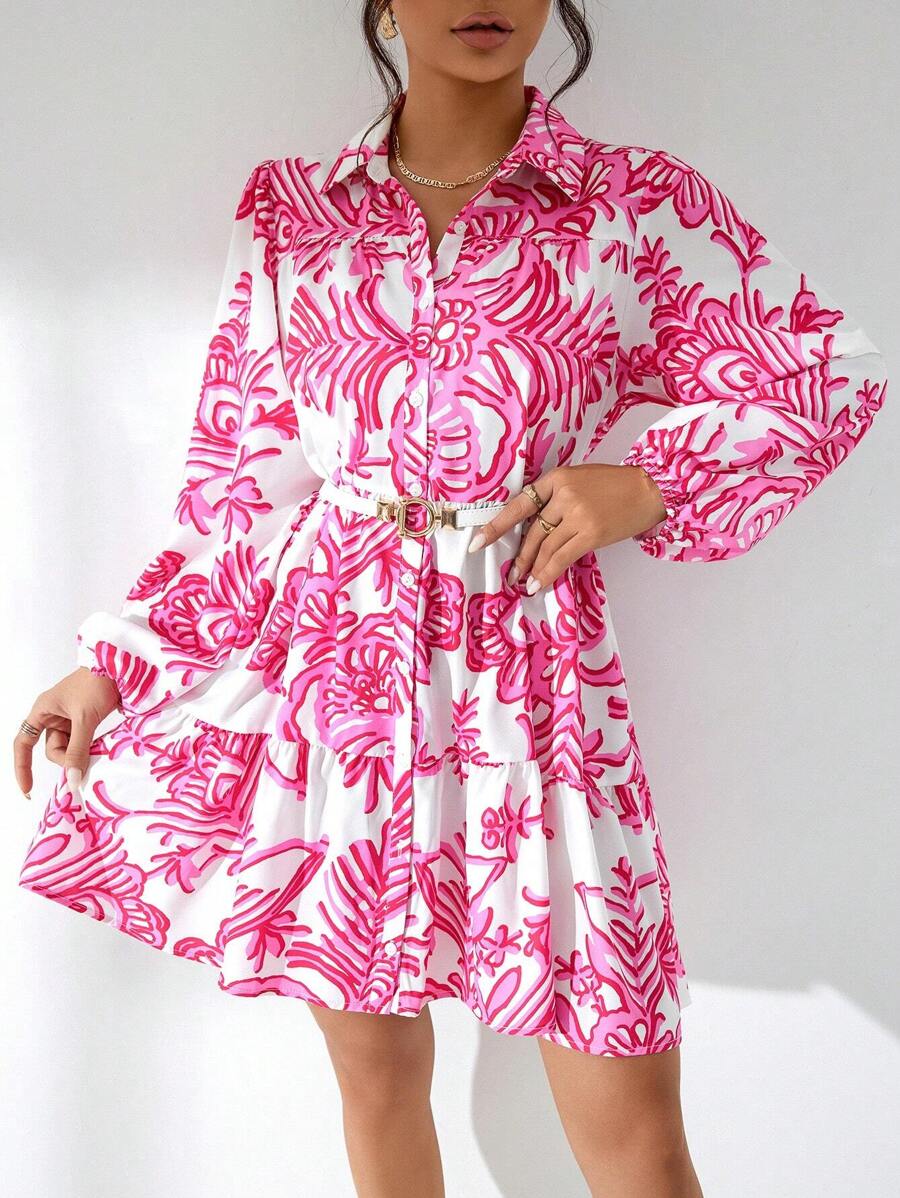 Step into summer with this Floral Print Ruffle Hem Smock Dress, designed for effortless elegance without the fuss of a belt. Its playful ruffle hem adds a flirty touch, while the smock silhouette keeps you cool and comfortable all day long. Perfect for sunny days and casual outings, this dress brings a fresh, breezy vibe to your wardrobe.