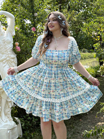 Get ready to add a touch of freshness and youthfulness to your casual vacations and picnics with our Floral Print V-Neck Puff Sleeve Dress! This dress is not only stylish with its floral print and puff sleeves, but also perfect for those warm, sunny days. Say goodbye to dull outfits and hello to a fun and flirty look!