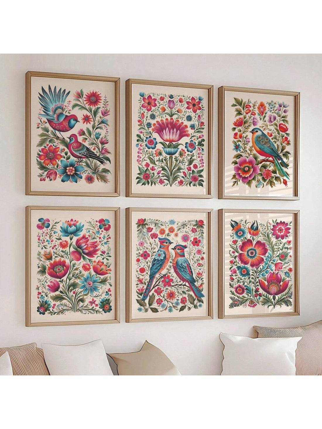 Bring a burst of rustic charm and vibrant tradition to your walls with this Frameless 6-Piece Polish Folk Art Canvas Set. Featuring whimsical floral patterns and lively birds, each piece adds a touch of folk-inspired fun to modern spaces. Perfect for brightening your home or gifting a slice of creativity to someone special!