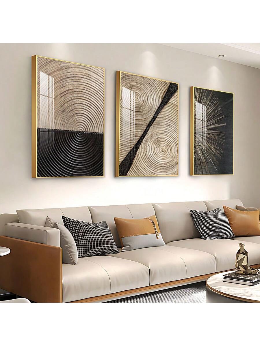 Elevate your space with this retro-inspired Frameless Abstract Canvas Art Set! The minimalistic design adds a touch of style to any living room or bedroom, while the frameless option gives it a unique and modern twist. The brown wood grain print adds natural warmth to your walls. (Canvas, but make it chic.)