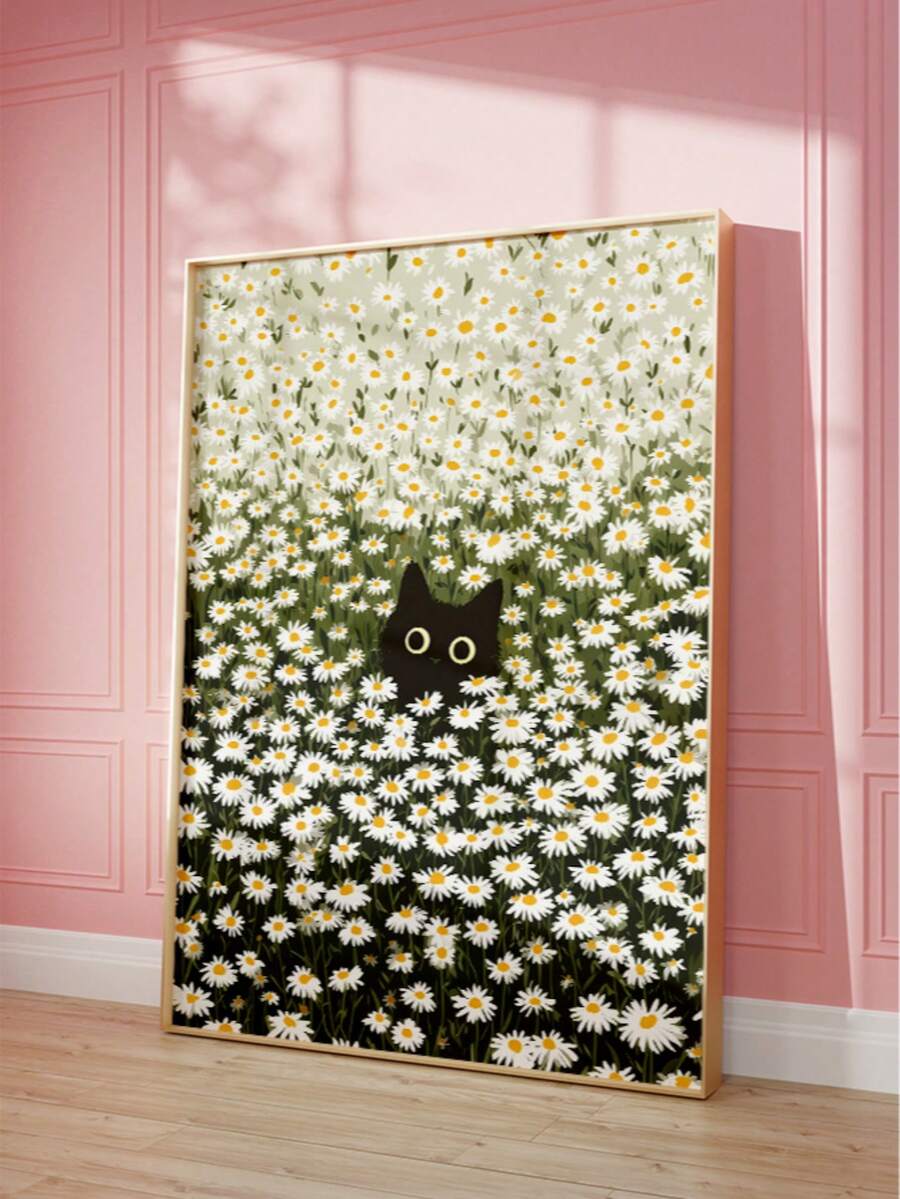 Bring vintage charm to your space with this enchanting black cat art print. Nestled among delicate daisies, this whimsical illustration captures the serene beauty of feline companionship. Perfect for cat lovers and nature enthusiasts alike, it adds warmth and character to bedrooms, living rooms, or any cozy corner. The frameless design offers versatile display options—frame it yourself or use it as-is for an effortless, gallery-ready look. 