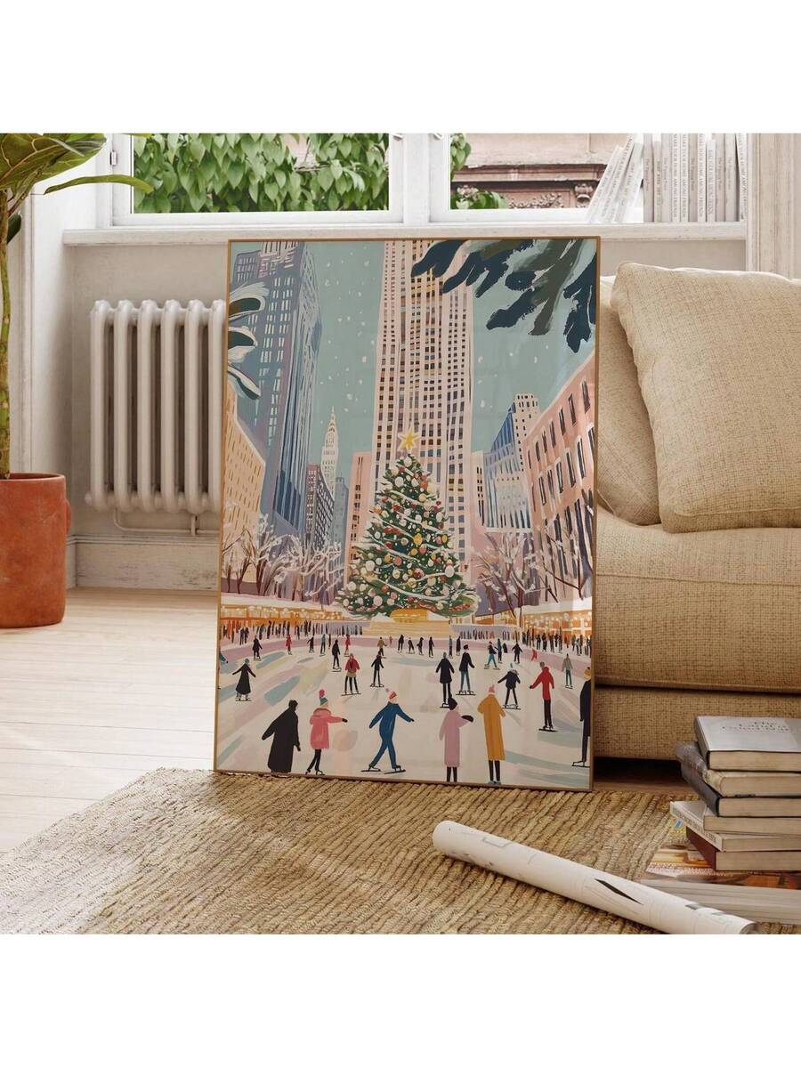 Transform your space into a winter wonderland with this charming frameless Christmas village wall art. Picture a picturesque snowy town square twinkling with holiday magic—cozy cottages, gentle snowfall, and festive warmth captured in every brushstroke. Perfect for adding seasonal cheer to your living room, bedroom, or entryway, this painting brings the nostalgia and joy of classic holiday traditions right to your walls. No frame needed—just hang and let the festive spirit shine. Ideal for anyone who loves 