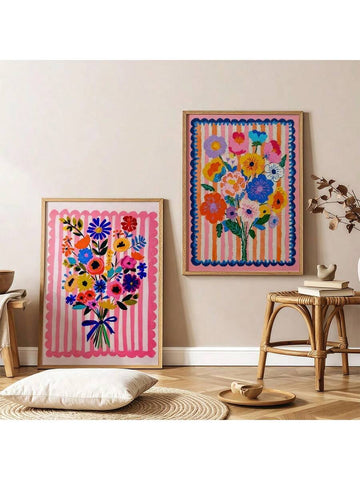 Add a splash of sunshine and vintage charm to your space with this Frameless Floral Wall Art Set. Featuring vibrant daisies and retro-inspired flowers, these canvas prints bring a playful pop of color and happiness to any modern home. Perfect for brightening up your walls without the fuss of frames, they effortlessly create a cheerful atmosphere that feels like a joyful garden party every day.