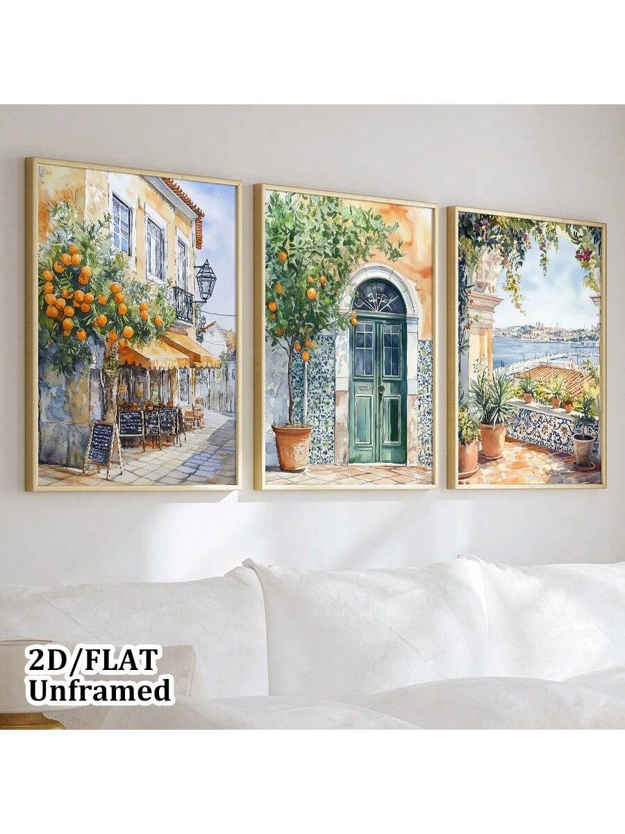 Bring a splash of wanderlust to your living room with this Frameless Lisbon Watercolor Wall Art Set. Featuring soft, dreamy brushstrokes inspired by the charm of Lisbon, these prints add a playful yet elegant touch to your space. Perfect for travel lovers, this set invites daydreams of cobblestone streets and sunny skies without taking up any wall space with bulky frames. Let your walls tell a story of adventure and style!