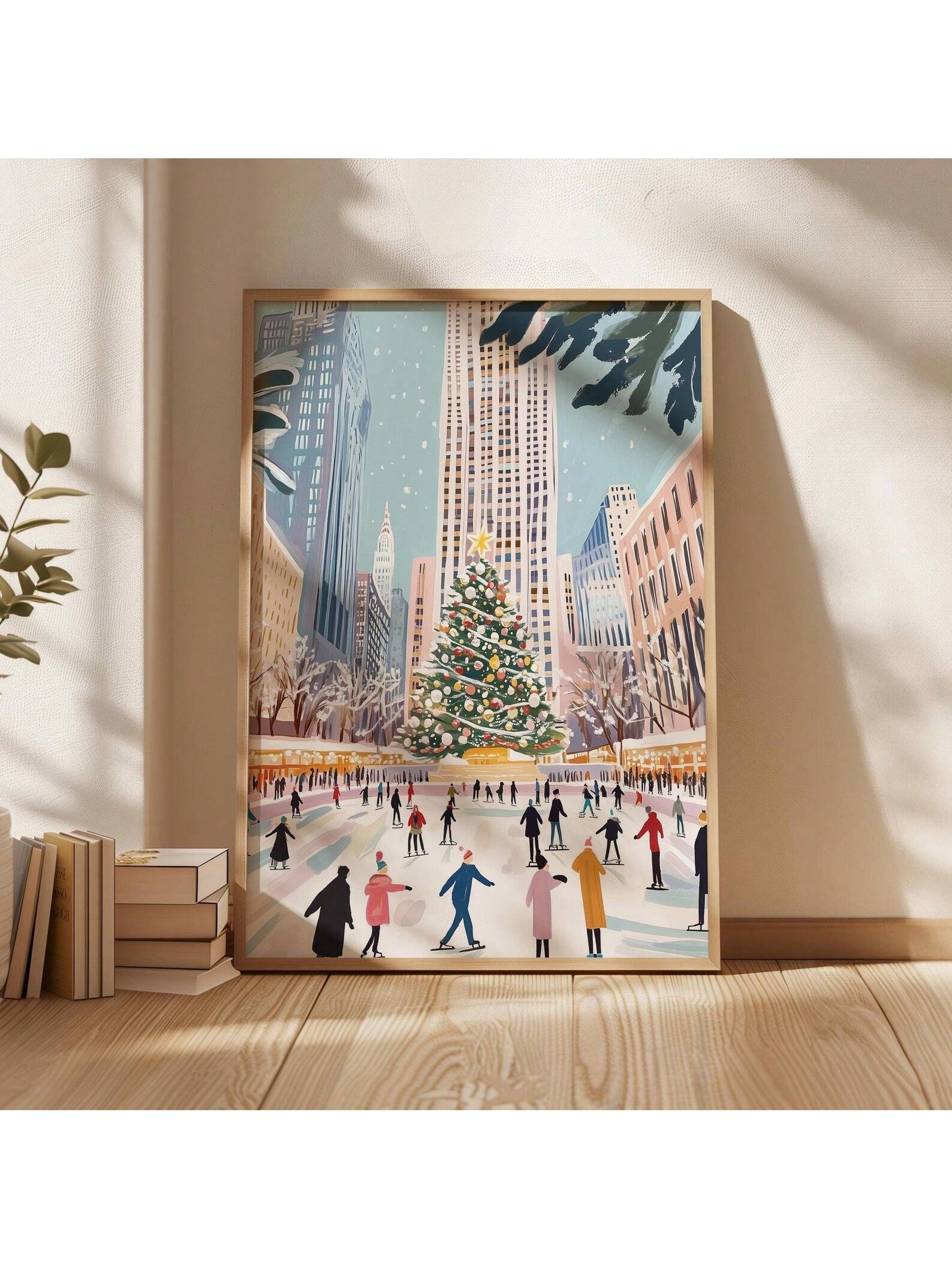 Bring the magic of a snowy New York winter indoors with this Frameless Christmas Skate Print! Perfect for adding a festive touch to your walls, this playful piece captures the joy of holiday skating against a charming city backdrop. Lightweight and frameless, it’s easy to display and adds a cheerful vibe to any room during the winter season. Celebrate the holidays with art that sparkles as much as your festive spirit!