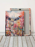 Bring a fresh breeze of spring to your space with this frameless Paris Abstract Cityscape Art Print. Its playful swirls and vibrant colors capture the lively spirit of the city, adding a modern twist to your walls. Perfect for sparking joy and conversation, this art piece effortlessly brightens any room with a touch of Parisian charm.