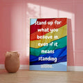 Rainbow motivational quote poster in gold frame mockup