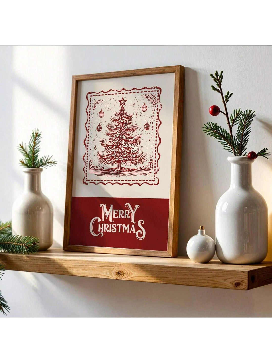 Bring nostalgic holiday charm to your walls with this delightful vintage Christmas tree poster! Featuring a retro aesthetic complete with antique stamp details, it's the perfect way to add festive flair to any room. The frameless design keeps things simple and modern, letting the classic artwork shine. Whether you're decorating a cozy living room, office space, or guest bedroom, this charming piece captures the warmth and wonder of holidays past. Ideal for collectors of vintage décor or anyone seeking that 