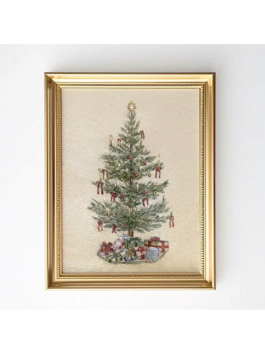 Bring festive cheer to any room with this charming watercolor Christmas tree print! Rendered in soft, vintage-inspired hues, this frameless artwork captures the cozy warmth of holiday traditions. Perfect for bedrooms, living rooms, or anywhere you want to sprinkle seasonal magic, it pairs beautifully with rustic décor and modern spaces alike. The delicate brushwork and muted palette create an understated elegance that celebrates the season without overwhelming your walls. Hang it solo for subtle sophisticat