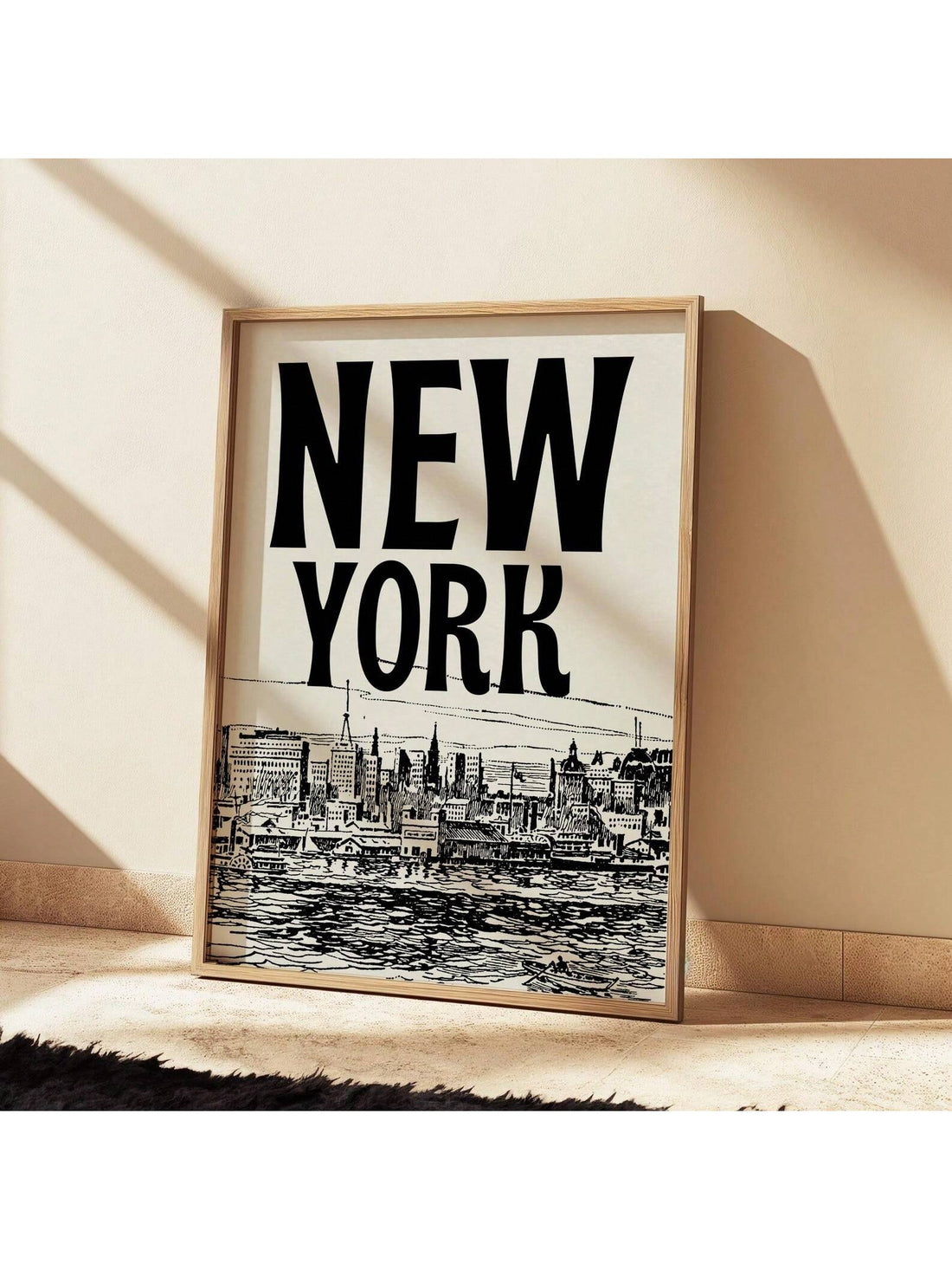Transform your space into a Manhattan state of mind with this striking black and white New York cityscape poster. Featuring iconic skyscrapers and vintage charm, this frameless art piece brings urban sophistication to any room—whether you're decorating a living room, bedroom, or dorm. The timeless retro aesthetic pairs effortlessly with modern or eclectic decor, while the frameless design keeps things sleek and minimal. Perfect for NYC lovers and anyone craving that classic Big Apple vibe without the hefty 