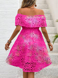 Discover elegance and sophistication with our Elegance in Lace dress. Featuring a Frenchy inspired design, this dress showcases a solid color and off-shoulder neckline, making it perfect for vacation and casual wear. The intricate lace detailing adds a touch of femininity and charm, making you stand out in any crowd.