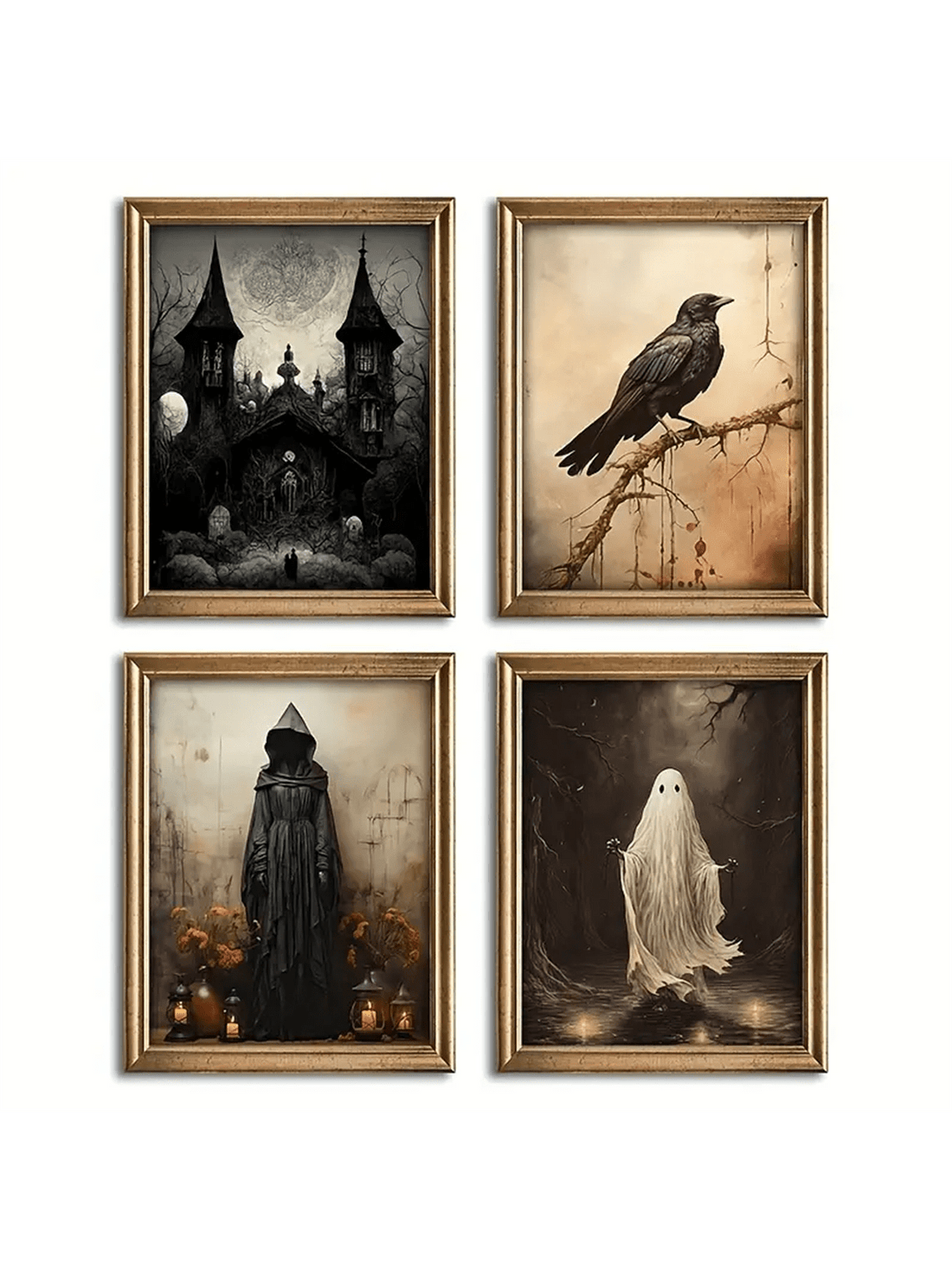 Transform your living space into a spooky paradise with our Frightful Delight: Haunted House Canvas Poster Set. Perfect for Halloween, these high-quality posters will add a touch of horror to your bedroom or living room. Expertly crafted and designed to give you shivers, this set will make your Halloween decor truly unforgettable.