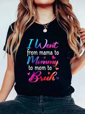 Embrace every stage of motherhood with the playful 'From Mama to Mom' graphic tee. Made of soft cotton, this lighthearted shirt is perfect for moms who don't take themselves too seriously. Celebrate the journey of motherhood with this quirky and fun addition to your wardrobe!