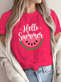 Add some fruity fun to your wardrobe with our Fun & Trendy Watermelon Print Summer T-Shirt for Women! Perfect for any summer day or New Year celebration, this t-shirt will have you feeling cool and confident. With its trendy watermelon print, you'll be sure to stand out in style. (Get it? 