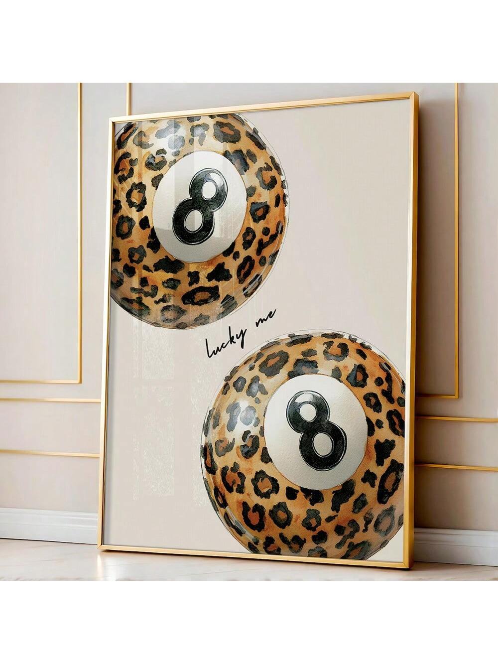 Experience the ultimate fusion of trends and minimalism with our Funky Leopard Print Lucky 8 Pool Ball Poster. Perfect for Y2K-inspired decor, this poster features a unique design that is sure to bring a touch of stylishness to any room. With no frame, this poster adds a sleek and modern look to your walls.