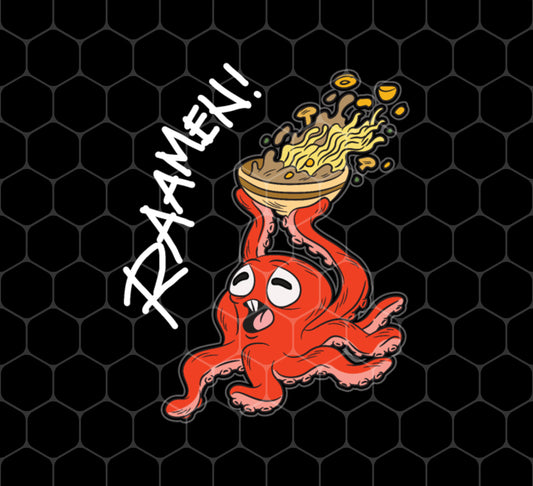 Funny Octupos Ramen Lover, Noodle Soup, Humor Happy Kraken, Png For Shirts, Png Sublimation