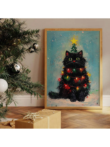 Add a dash of holiday humor with this Funny Black Cat Christmas Canvas Wall Art. Perfect for cat lovers and festive decorators alike, this playful piece brings a charming, cheeky vibe to your home during the most wonderful time of the year. Its bold design and festive spirit make it a delightful conversation starter and a fun way to celebrate the season with a feline twist.