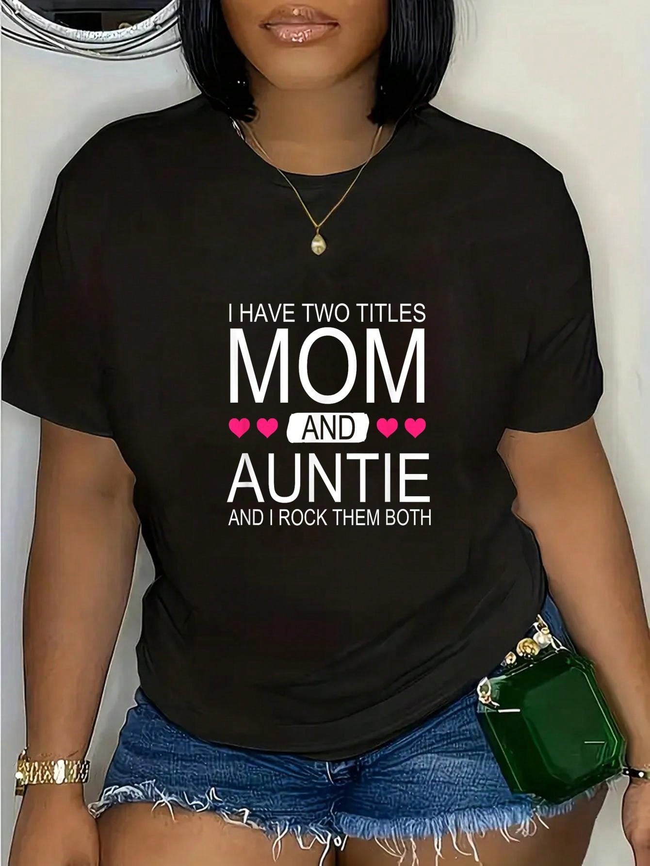 Get ready for double the laughs with this Funny Dual Title Tee! Featuring the playful words 'Mom & Auntie' on a comfortable short sleeve t-shirt, this tee is perfect for moms and aunties with a good sense of humor. Add some fun to your wardrobe and spread the joy to others!