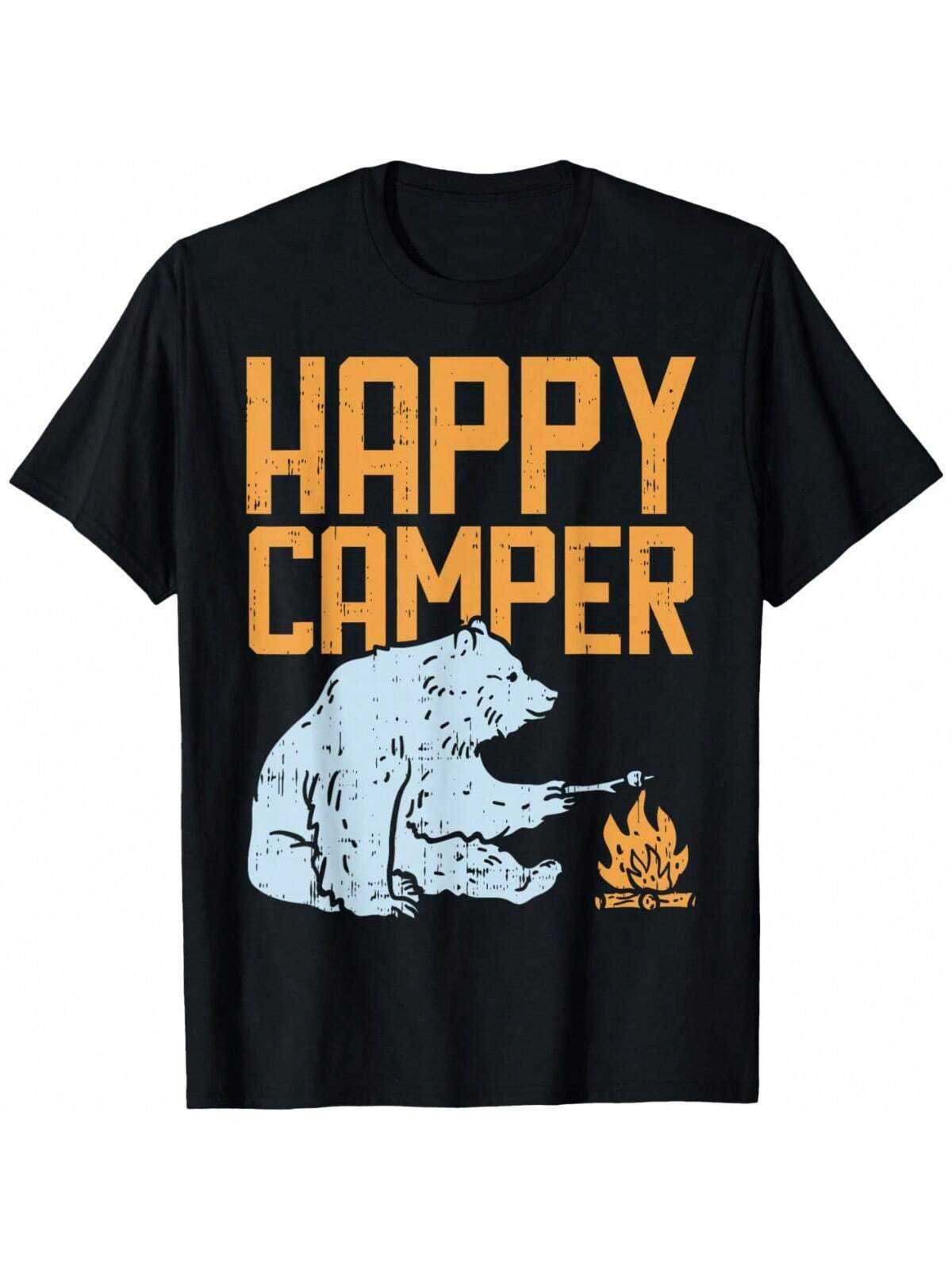 Bring a smile to any camping trip with this Funny Happy Camper Bear Men's T-Shirt. Featuring a cheerful bear design, it’s the perfect way for outdoor lovers to show off their adventurous spirit. Made for comfort and laughs, this tee makes a great gift for anyone who loves the great outdoors and a good chuckle.