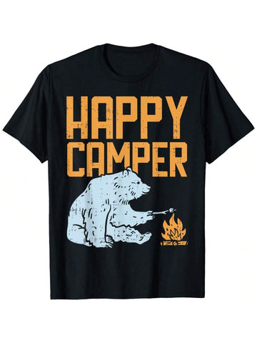 Bring a smile to any camping trip with this Funny Happy Camper Bear Men's T-Shirt. Featuring a cheerful bear design, it’s the perfect way for outdoor lovers to show off their adventurous spirit. Made for comfort and laughs, this tee makes a great gift for anyone who loves the great outdoors and a good chuckle.