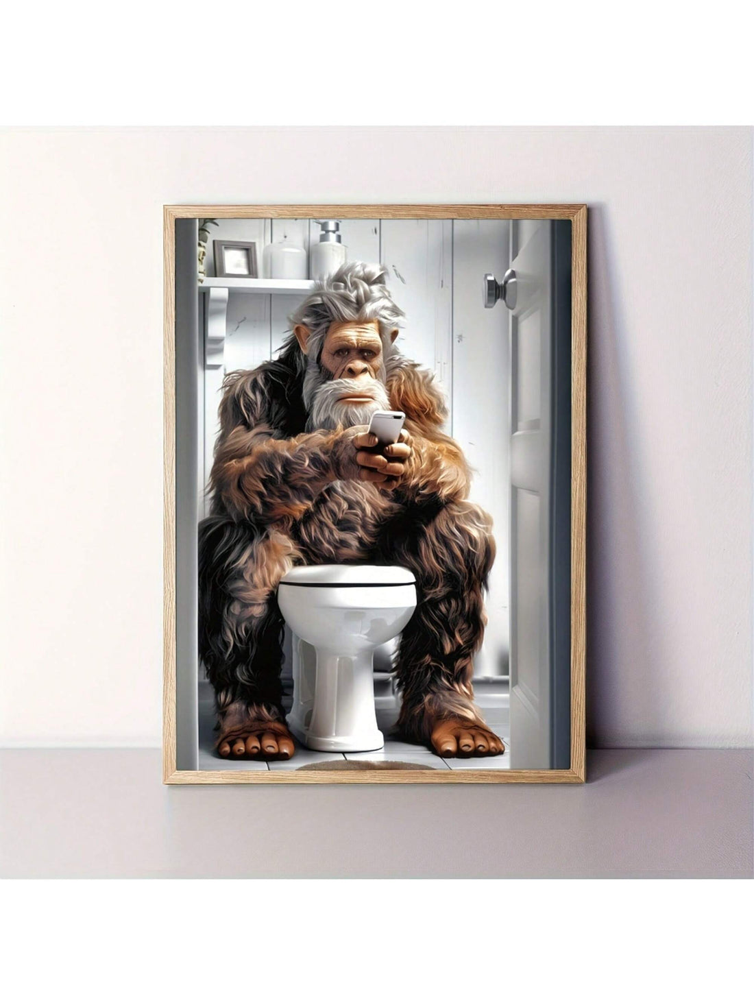 Add some laughter to your home decor with our Funny Sasquatch On Toilet Canvas Art Print. This quirky print is sure to be a conversation starter and will bring a touch of humor to any room. Perfect for any Sasquatch lover or anyone in need of a good laugh!