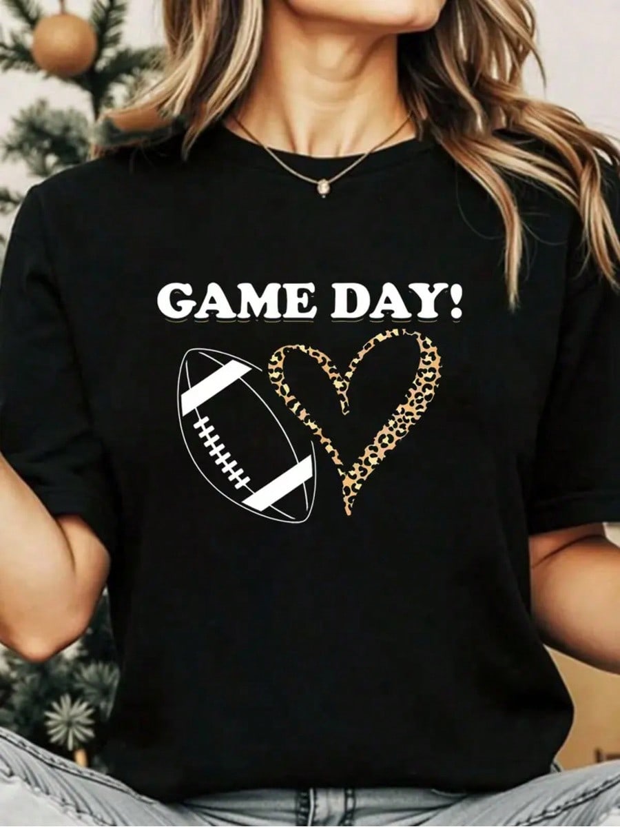 Get ready to show your love for the game with our Game Day Glam Football Heart Graphic Tee! This stylish tee features a heart graphic made out of football laces, perfect for game day or everyday wear. Get yours now and score some serious fashion points!