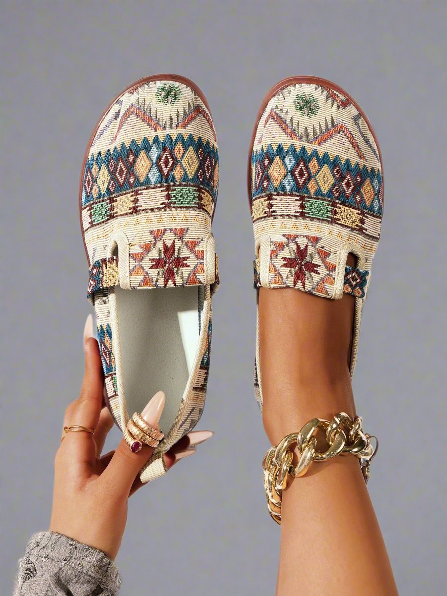 These geometric embroidered comfort loafers are a stylish and practical choice for everyday work shoes. With their unique embroidered design, they add a touch of sophistication to any outfit. Not only are they fashionable, but they also provide all-day comfort for long hours on your feet.