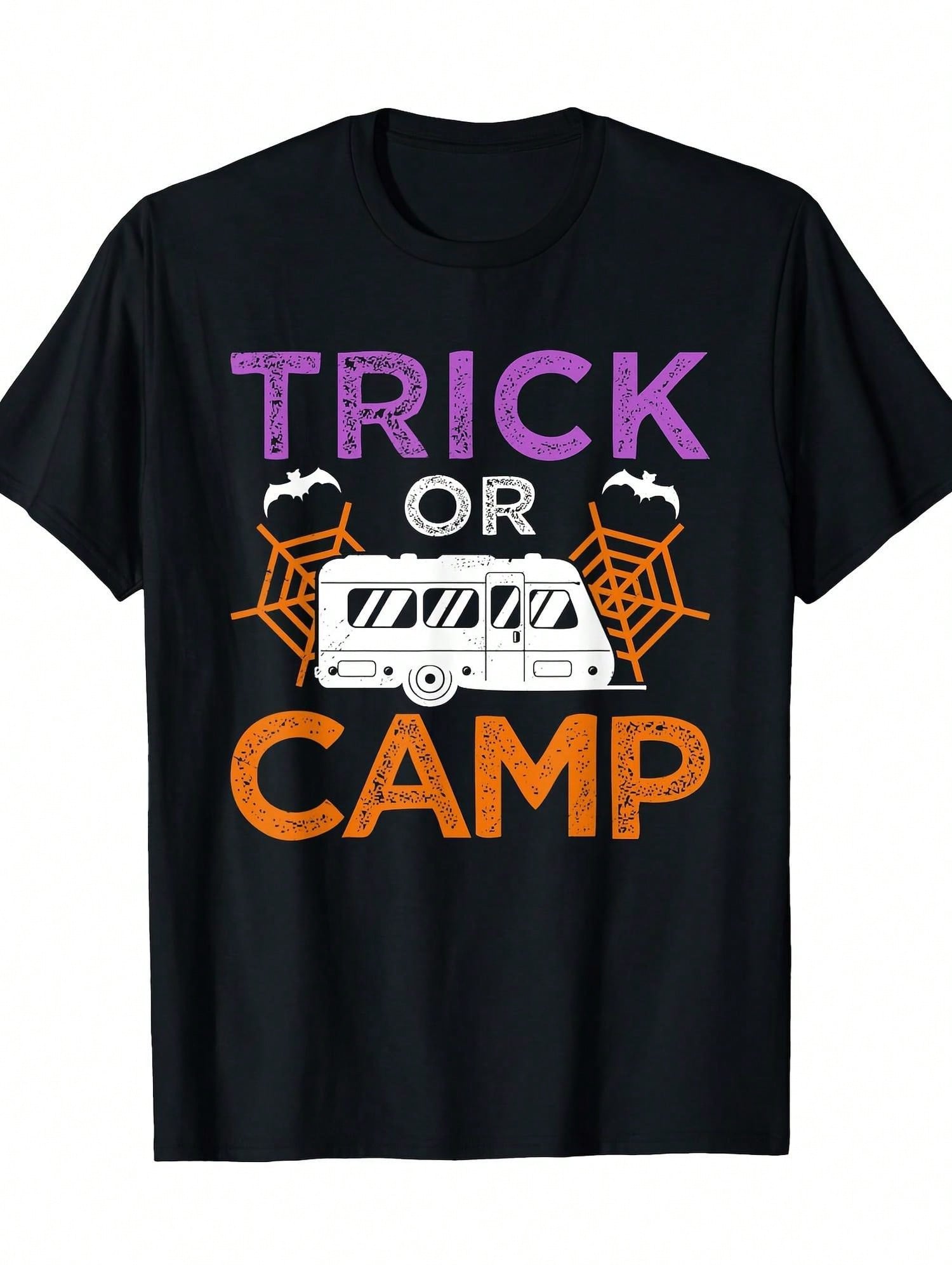 Get ready for spooky adventures with this Geometric Print Men's Halloween Camping Crew T-Shirt. Made from 100% cotton, it offers a comfy casual fit perfect for outdoor fun or cozy nights by the campfire. The playful geometric design adds a festive twist to your camping gear, making it a great choice for Halloween lovers who enjoy the great outdoors.