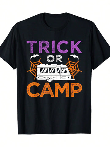 Get ready for spooky adventures with this Geometric Print Men's Halloween Camping Crew T-Shirt. Made from 100% cotton, it offers a comfy casual fit perfect for outdoor fun or cozy nights by the campfire. The playful geometric design adds a festive twist to your camping gear, making it a great choice for Halloween lovers who enjoy the great outdoors.